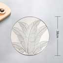 pigchcy Silver Round Placemats Set of 6 for Dinner Table, Metallic Circle Vinyl Place Mats Decor Wedding Accent Centerpiece Plantain Leaves Design, 6pcs Round