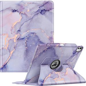 Fintie Rotating Case for iPad Pro 13-inch (M5) 2025 / (M4) 2024 with Pencil Holder - 360 Degree Swiveling Protective Stand Cover with Auto Wake/Sleep, Lilac Marble