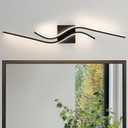 Modern LED Vanity Lights 31.5Inches Modern Bathroom Vanity Light 4000K Black Bathroom Light Fixtures Over Mirror Indoor Led Wall Sconce Lights for Living Room