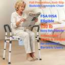 Heavy Duty Extra Wide Bedside Commode with Adjustable Width & Height