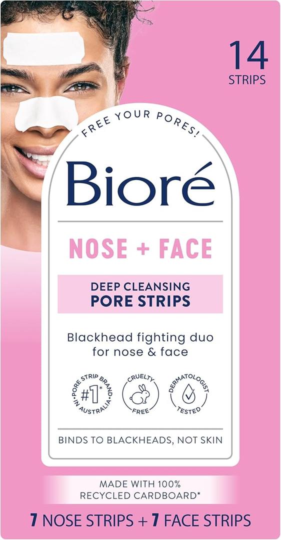 Biore Deep Cleansing Blackhead Remover Nose Strips and Face Pore Strips Combo, Pack of 11