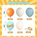 Orange And Blue Balloons, 50PC 12 Inch Dusty Blue Ivory White Macaron Orange Bow Print Balloons for Birthday Baby Shower Wedding Party Decorations