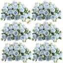 ASTRYAS 8Pcs Peonies Artificial Flowers, Blue Peony Bridal Artificial Peonies, Silk Peony Flowers Fake Artificial Flowers Bouquet for Centerpiece Table Wedding Party Home Decor- Light Blue