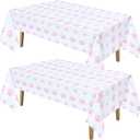Tatuo 2 Pcs Puppy Paw Print Plastic Tablecloth Disposable Table Cover Puppy Themed Birthday Party Decorations for Dog Party Supplies (Pink,71 x 54 Inch)