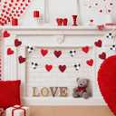 Valentine's Day Garland, 2 Packs Red Pink Heart Felt & Wood Bead Banner, 7.5 FT Heart Garland for Home Fireplace Mantel Shelf Wall, Wedding Anniversary Party Proposal Decorations (REDBLACK)