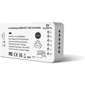 GLEDOPTO ZigBee 3.0 RGBCCT LED Strip Controller Pro RGB Color and Warm White Cold White Light Mix PWM Dimming Smart Phone App Voice Control Work with Hub Bridge (ZigBee Hub Required)