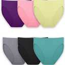Fruit of the Loom Women's Breathable Underwear, Moisture Wicking Keeps You Cool & Comfortable, Also in Plus Size (10, Micro Mesh - Hi Cut - 6 Pack - Colors May Vary)