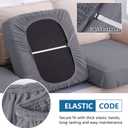 hyha Waterproof Couch Cushion Covers, Washable Sofa Cushion Slipcovers, Thick Stretch Jacquard Fabric, Couch Sofa Covers for Pets with Elastic Bottom (3 Pieces, Middle Grey)