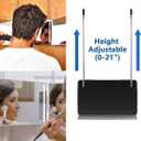 HIEEY 3 Way Mirror for Hair Cutting with LED,360 Trifold with Height Adjustable Telescoping Hooks,and 5X Magnification,for Makeup and Styling (Black)