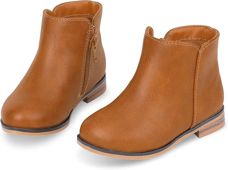Fupoia Girls Boots Kids Ankle Boots Side Zipper Booties Fashion Short Low Heelscolor PUblack Size 8