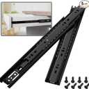 BAIDICE 5 Pair Full Extension Ball Bearing Drawer Slides 8 10 12 14 16 18 20 22 24 Inch 100 LB Load Capacity Side Mount File Cabinet Rails Dresser Metal Runner Trash Can Kitchen (12 inch, Black)
