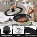 Universal Silicone Glass Lid for All Pots Microwave Safe Pot Cover Non-Slip Silicone Lid Easy Clean Pot Cover (13", 14", 15")