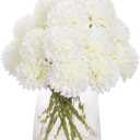 Kimura's Cabin 20Pcs Fake Chrysanthemum Artificial Flowers Silk Ball Flowers Faux Mums Flower with Stem for Wedding Party Bouquets Arrangements Home Table Core Decoration Vase Fillers(White)