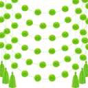 Jecery 12 Pcs 59 ft St. Patrick's Day Garland Pom Pom Tassel Decor, Lime Green Decoration, Spring Green Boho Hanging Garland for Birthday Party Mantle Tree Home Indoor Outdoor Decor
