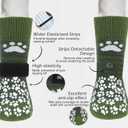 EXPAWLORER Anti Slip Dog Socks to Prevent Licking Paws, Shoes for Hot Pavement, Dog Booties for Dogs, Traction Control Boots & Paw Protectors for Hardwood Floors Army Green, Small