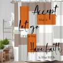 Modern Geometric Orange Gray Shower Curtain Abstract Hippie Art Printed Bath Curtain Waterproof Washable Fabric Bathroom Bathtub Decor Shower Curtain Set with Hooks 72x72 Inch