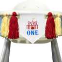 1st Birthday High Chair BannerWood Bead Tassel GarlandFirst Party Tassel BannerBirthday Photo BackdropWall Hangings Decorative for Kids Bedroom Nursery (RedCarnival)