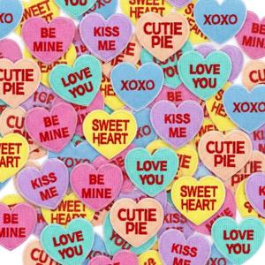 Hotop 48 Pcs Valentine's Day Iron on Heart Patches Conversation Hearts Sew on Embroidered Applique Colorful Candy Iron on Patches Repair Patch for DIY Clothes Pants Backpack Hat Gifts(Classic Color)