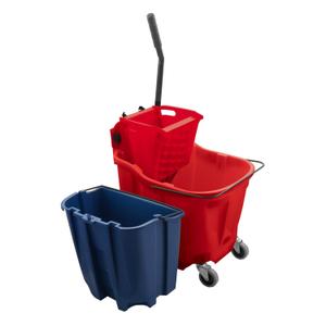 Carlisle Food Service Products Mop with Side-Press Wringer & Soiled Water Insert for Floor Cleaning, Restaurants, Office, And Janitorial Use, Polypropylene, 35 Quarts, Red
