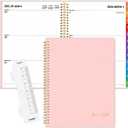SUNEE 2026 Weekly and Monthly Planner - from January 2026 - December 2026, Daily Agenda Planner with Monthly Tab, Flexible Cover, Note Pages, Pockets, Bookmark, Spiral Binding, Pink, 8.5"x11"
