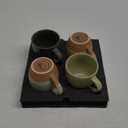 Mora Ceramic Large Latte Mug Set of 4, 16oz - Microwavable, Porcelain Coffee Cups With Big Handle - Modern, Boho, Unique Style For Any Kitchen. Microwave Safe Stoneware - Assorted Neutrals