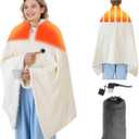 USB Heated Blanket for Keeping Warm, Cordless Wearable Throw with 3 Heat Levels, Battery Operated(No Power Bank Included) Shawl for Outdoor Use(White)