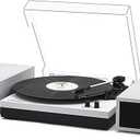 LP&No.1 Record Player with Stereo Bookshelf Speakers, Vintage 3-Speed Belt Drive Turntable, Wireless Input, RCA Output, Auto Stop Function | Green