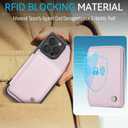 Compatible with Magsafe for iPhone 12 Pro Max Wallet Case Magnetic Card Holder, RFID Blocking 2 in 1 Detachable Kickstand Shockproof Case for Women Men, Pink