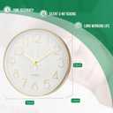 Wall Clock 12 Inch Non-Ticking Silent Modern Simple Style Round Decor Clock Gold Stereoscopic Dial Quartz Wall Clocks for Home/Office/School/Living Room/Bedroom/Kitchen