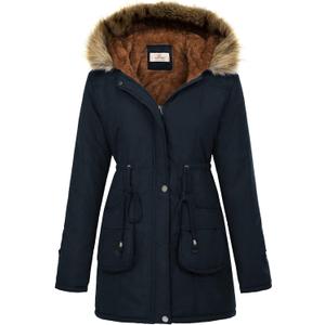 GRACE KARIN Women's Winter Coats Fleece Parkas Anoraks Hooded Military Jacket Coats, Size M