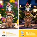 Garden Gnomes Outdoor Statue: 11'' Highland Cow Decor with Welcome Sign Funny Triple Yard Decorations with Solar Light Unique Birthday Gifts for Women Mother Grandma