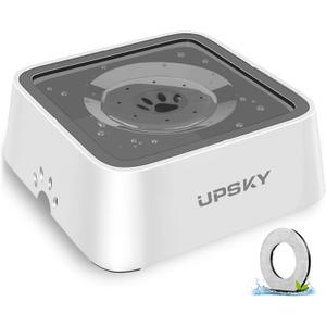 UPSKY Dog Water Bowl Upgrade 70oz Large Capacity No Spill Slow Feeder Vehicle Carried 2L Pet Water Dispenser Travel Water Bowl for Dogs, Cats (1.Grey)