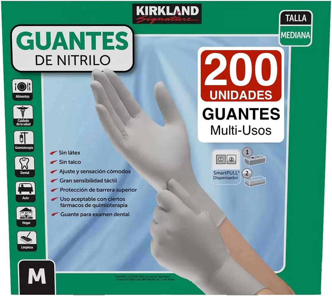 Kirkland Signature Nitrile Gloves, Box of 200, Medium for Health Care, Food Service, Home Other Uses, Medium