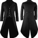 GOLDSTITCH Mens Black Vintage Tailcoat Jacket Fancy Cool Cosplay Costume Robe (Black, M)