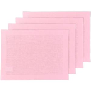Solino Home Linen Placemats Set of 4 - Pink Lemonade Placemats 14 x 19 Inch - 100% Pure Linen Table Place Mats for Spring, Mothers Day, Summer - Fete (Rectangular (Set of 4))