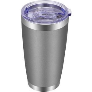 VEGOND 20oz Tumbler with Lid and Straw Stainless Steel Tumbler Cup Vacuum Insulated Double Wall Travel Coffee Mug Powder Coated Coffee Cup(Grey 1 Pack) (Gray)