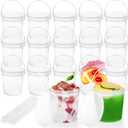 Yopay 15 Pack Plastic Rum Buckets for Drinks, 32OZ Cocktail Buckets Reusable Smoothie Bucket with Lid and Straw, 1Liter Large Ice Cream Pails for Halloween Football Parties Bar Beer