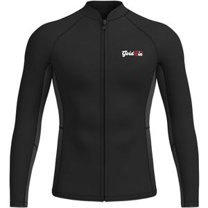 GoldFin Wetsuit Top Men, 2mm Wetsuits Jacket Long Sleeve Neoprene Tops for Water Sports Aerobics Diving Surfing Swimming (Medium, Black)