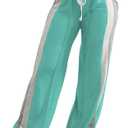 PINSV Women's Wide Leg Sweatpants Baggy Lounge Pants Active Joggers Striped Track Pants