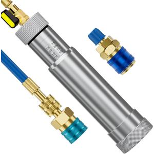 HTOMT AC Oil Injector Kit, A/C Dye Oil Injector with R1234YF Low Side Quick Coupler and QC12 Quick Coupler, for R1234YF R134A R22 R12 Refrigerant System