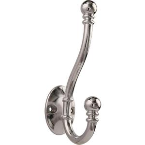 HASWARE 6 PCS Double Prong Robe Hook, Large Dual Coat Hooks with 12 Pieces Screws Wall Mounted Hooks Robe Antique Hooks Hangers Heavy Duty for Home Coats Hat Clothes Hanger Towel Keys (Chrome)