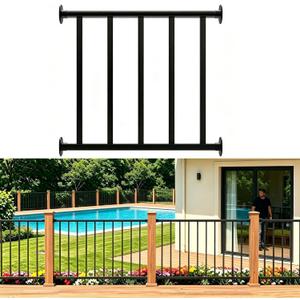 Porch and Deck Railing, 2ft W x 36in H Railing with Screws, Black Textured Powder Coating Rail System for Outdoor Decks, Porches and Balconies, Terraces, Gardens