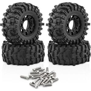 RC Wheels and Tires Truck Tires Short Course Tires for 1/10 Scale Car Arrm a Senton,Slash 2WD 44,Axia1,Rc 4wd,Red cat,Plastic Wheels Rubber Tires,4pcs (Black)