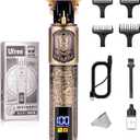 Ufree Professional Beard Trimmer for Men, Zero Gapped T-Blade Hair Clipper & Mustache Trimmer Kit with LCD Display, Precision Edgers for Haircut & Grooming, Barber-Grade Electric Shaver, Gifts for Men (Bronze)