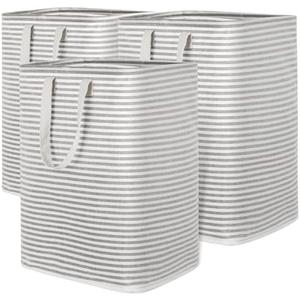 Lifewit 2 Pack Laundry Hamper Large Collapsible Laundry Baskets, Freestanding Waterproof Clothes Hamper with Easy Carry Handles in Laundry Room Bedroom Bathroom College Dorm for Adults, Grey, 3 x 90L