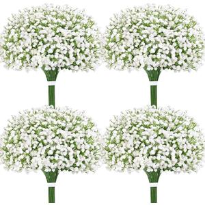 Yastouay 50 Pcs Babys Breath Artificial Flowers, White Baby Breath Flowers Artificial Bulk, Real Touch Fake Flowers Babys Breath Gypsophila for Wedding Home Party Bouquet Floral Arrangement Decor