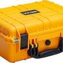 MEIJIA Portable All Weather Waterproof Camera Case With Foam,Fit Use of Drones,Camera,Equipments,Pistols,15.98x12.99x6.85inches (Yellow)