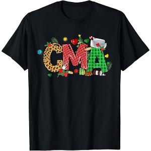 Nurse Life Merry Christmas CMA Certified Medical Assistant T-Shirt M