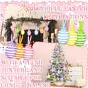 12 Pcs Easter Eggs Hanging Ornaments Cute Yarn Eggs Ornaments with Bow Easter Colorful Tree Decorations for Spring Party Home Decor Supplies