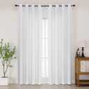 Chyhomenyc White Curtains 84 Inches Long 2 Panels Set, Light Filtering Faux Linen Textured Soft Airy Window Curtains for Living Room Bedroom, Thick Modern Privacy Grommet Drapes, 50Wx84L, 2PCS